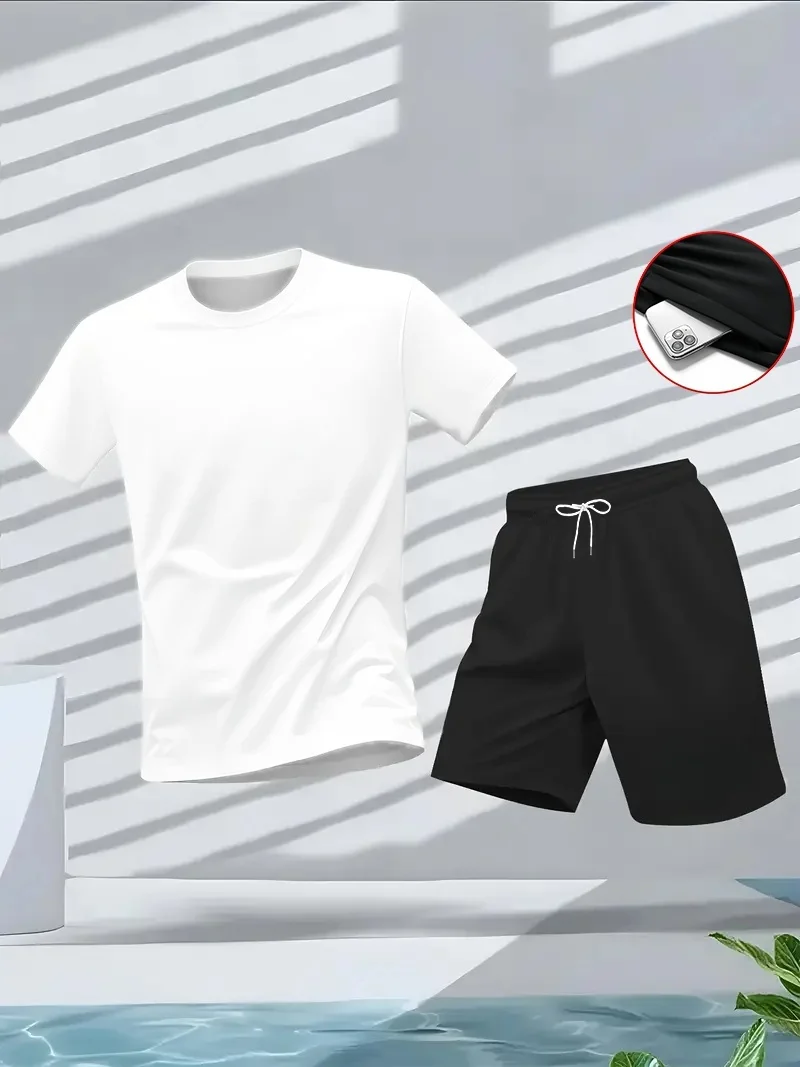 Men's Suit 2pcs Set Fashion Le - đánh giá và giá Summer Gym Clothing