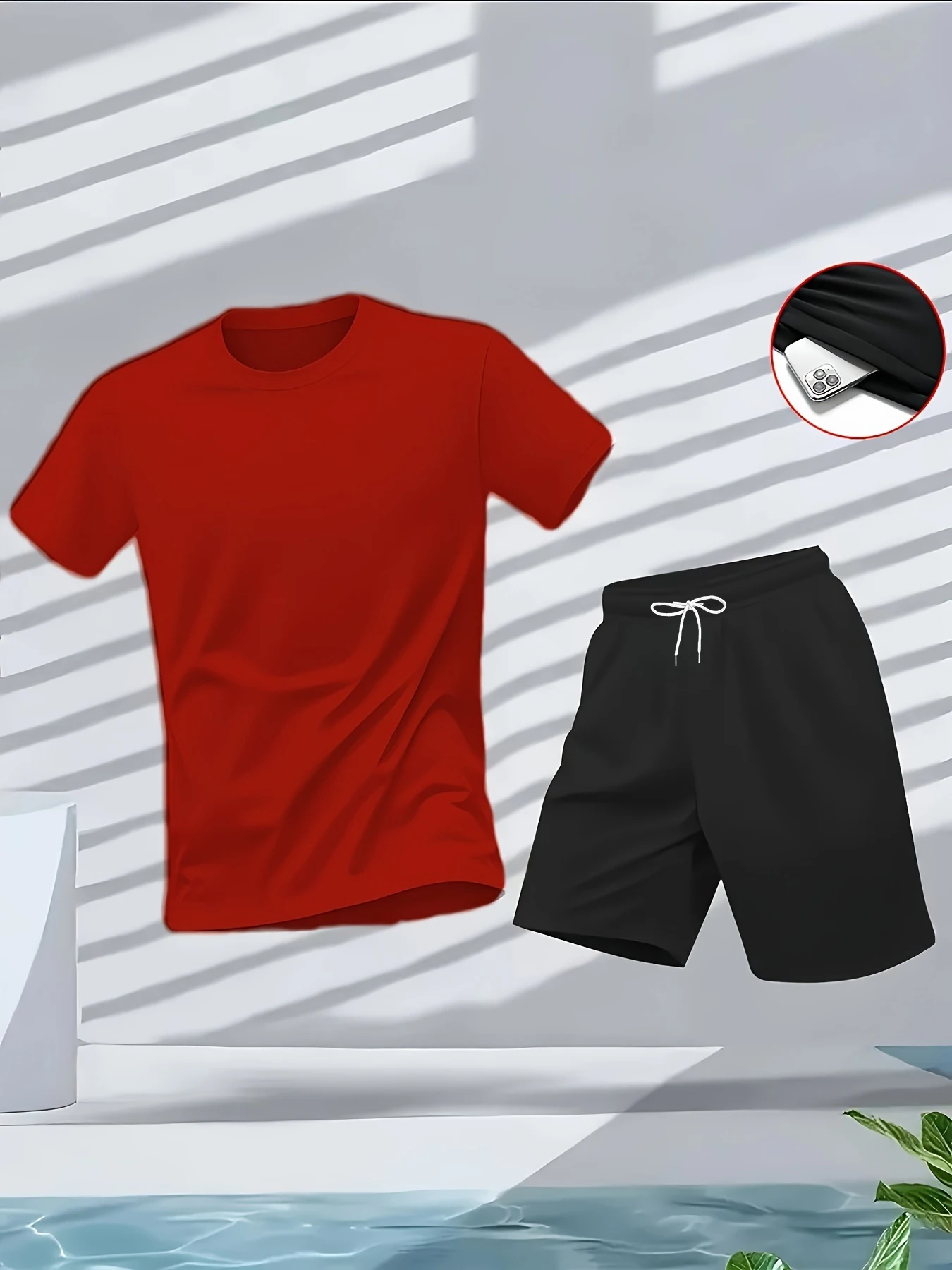 Men's Suit 2pcs Set Fashion Le - đánh giá và giá Summer Gym Clothing