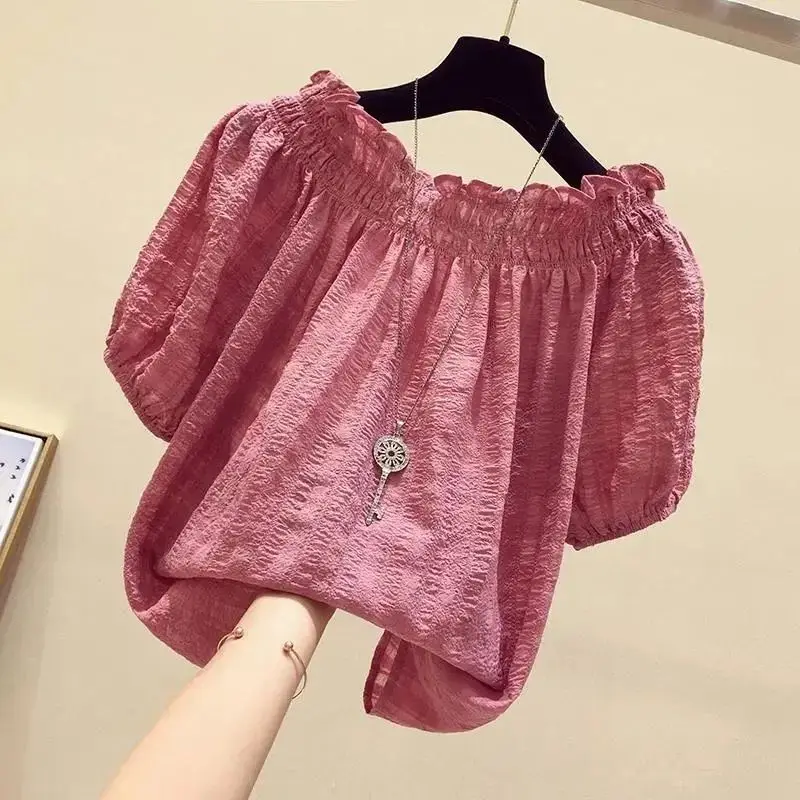 Rose Red Casual Slash Neck Puf - đánh giá và giá Summer Rose Clothing