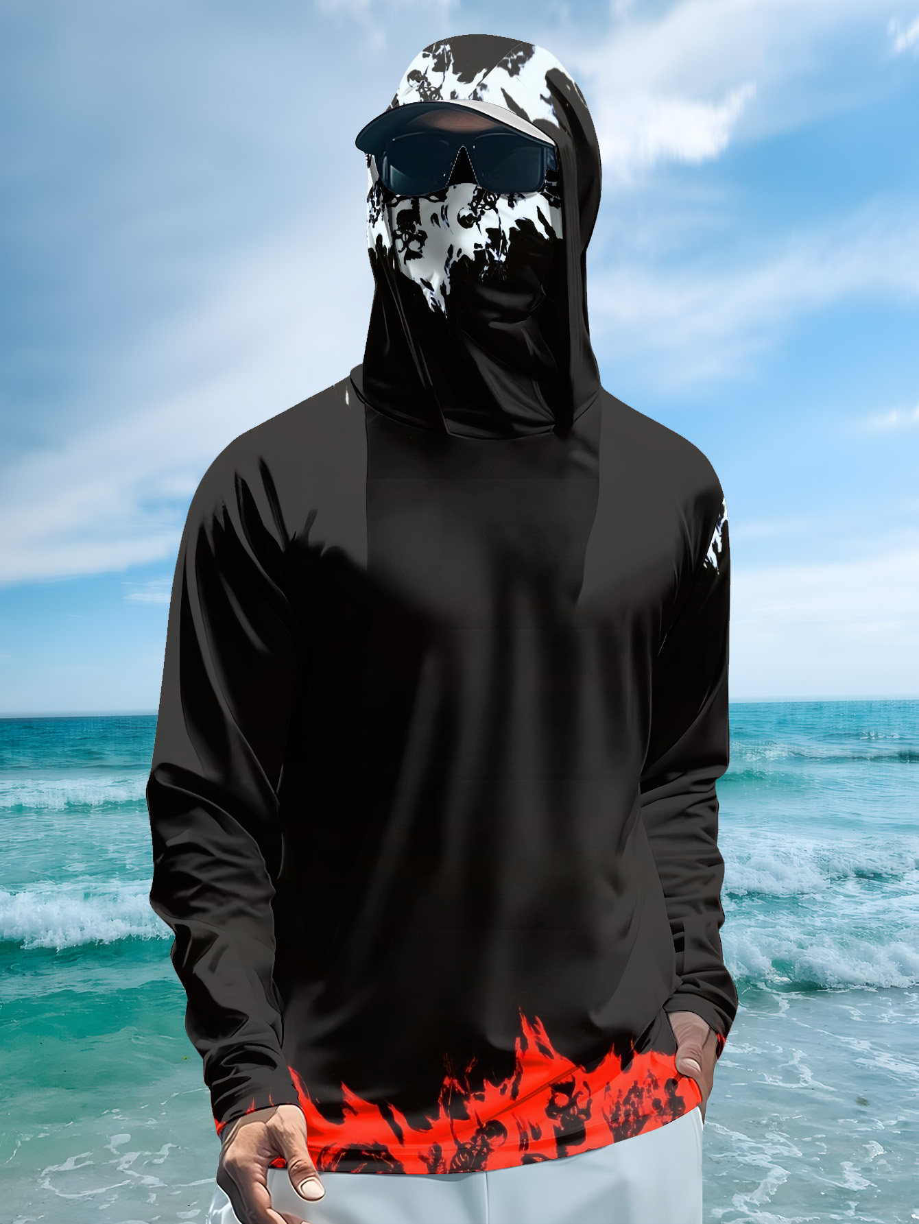 Men Hood Fishing Shirt long sl - đánh giá và giá Rash Guard Long Sleeve